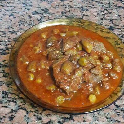  بامية باللحمة والدقة 