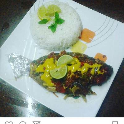  سمك مشوي وارز ابيض 