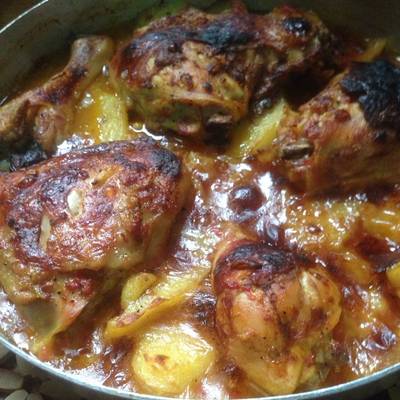  طريقة عمل صنيه فراخ وبطاطس بالكركم 