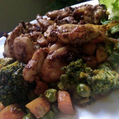  خضار سوتيه بالجنزبيل و فراخ بالقرفه مشويه 