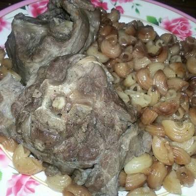  مكرونه محمرة باللحمة الضانى 