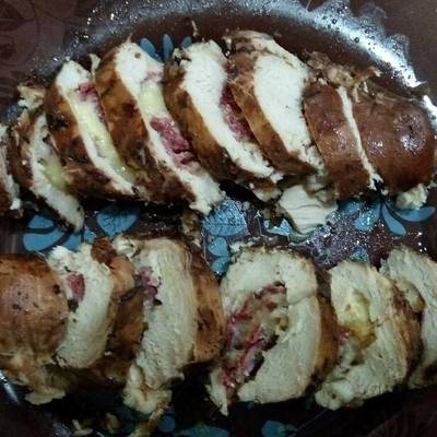  صدور دجاج بالجبنة و البسطرمة 