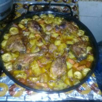  صينيه بطاطس بالفراخ بالكاري والكركم 