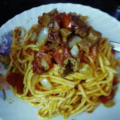  مكرونه وشاورما لحمه