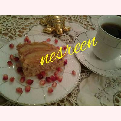  كيكه مقلوبه التفاح 