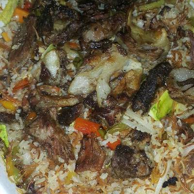  طاجن ارز بالخضار واللحمة 