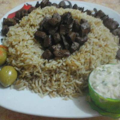  طريقة عمل ارز بسمتى بالكبد والقوانص وسلطه الزبادى بالخيار نانو! 