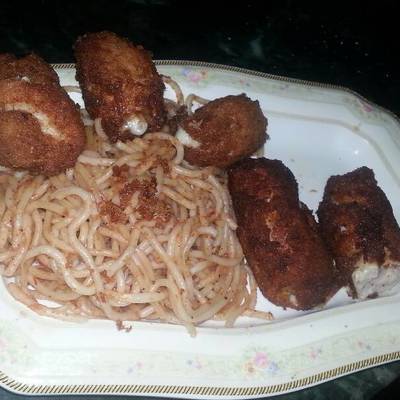  الكوردن بلو بحشوة المودزريلا مع الاسباجتي 