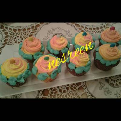  كب كيك قوس قزح#اكلات_العشاء 