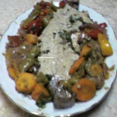  طريقة عمل صينية السمك البورى بالخضروات 