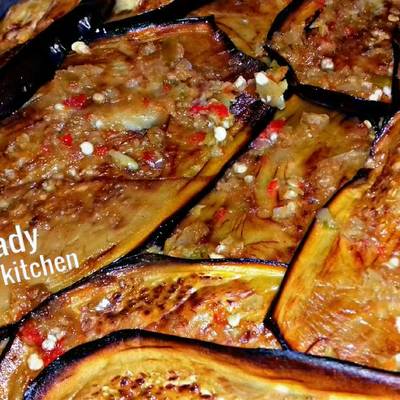  باذنجان مقلي بالدقة 