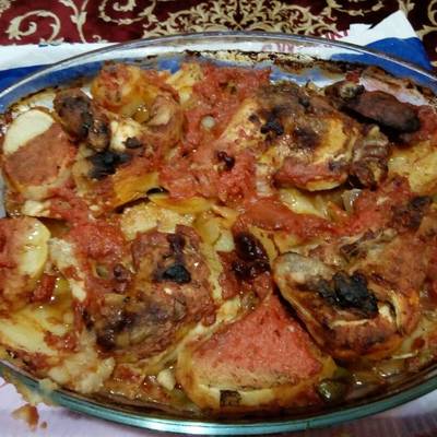  صينية بطاطس بالدجاج المتبل 