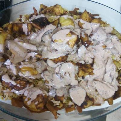  فتّه باذنجان ببواقي الفراخ 