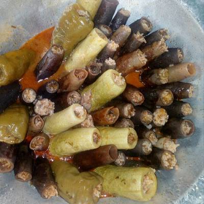  محشي باذنجان وكوسه وفلفل 