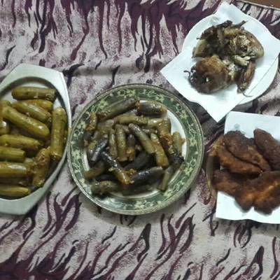  محشي باذنجان وكوسه مع صدور فراخ 