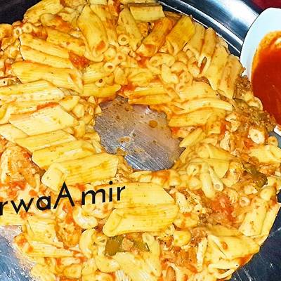  مقلوبه شاورما الدجاج بالمكرونه 