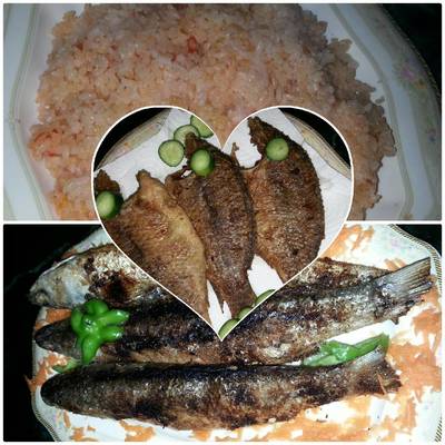  اسماك مع الرز الاحمر 