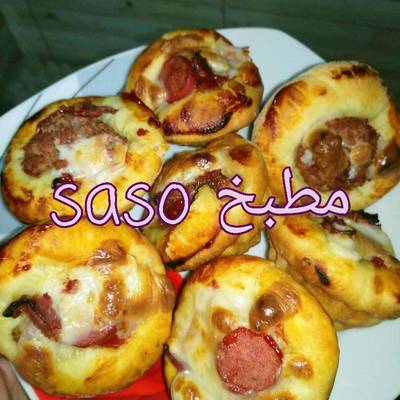  كب كيك بيتزا بعجينة العشر دقايق 