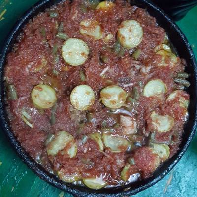  طاجن الكوسة والفاصوليا باللحمة 