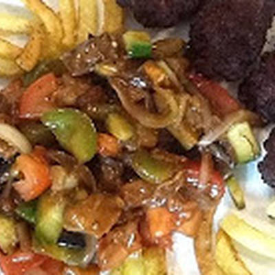  سلطة الفلفل و الباذنجان المقلية 