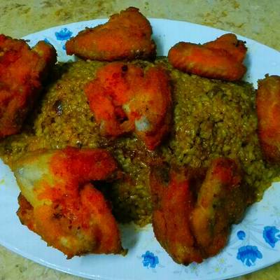  تشكن وينجز و ارز الريزو بكبده الفراخ 