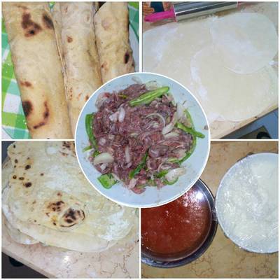  شاورما لحم في خبز الصاج السوري 