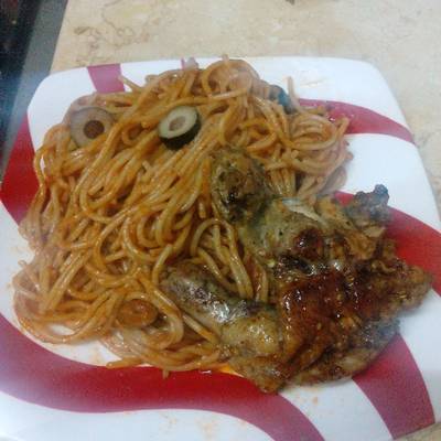  مكرونه بالفراخ والزيتون 