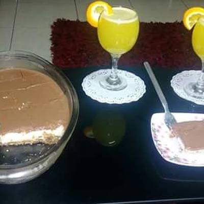  بسبوسة  بالقشطة والكاكاو 