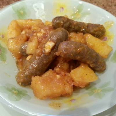  بطاطس بالسجق 