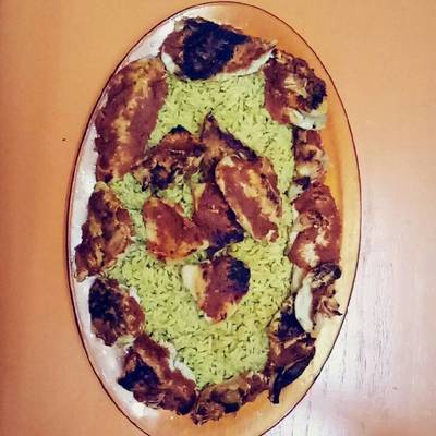 أرز بالكركم ودجاج مشوي 